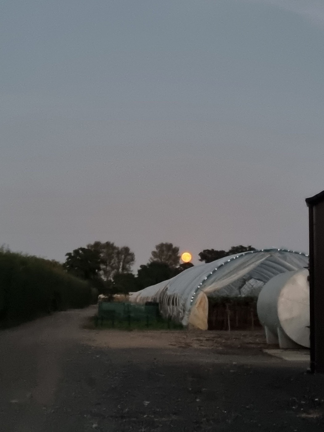 Track alongside a tunnel at dusk